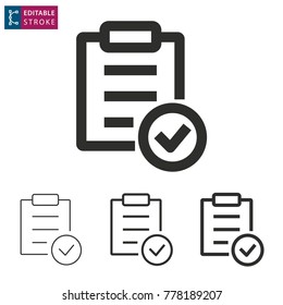 Checklist - outline icon on white background. Editable stroke. Vector illustration