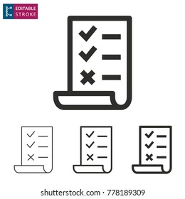 Checklist - outline icon on white background. Editable stroke. Vector illustration