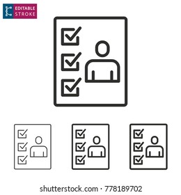 Checklist - outline icon on white background. Editable stroke. Vector illustration