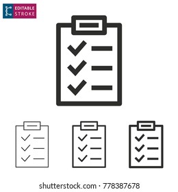Checklist - outline icon on white background. Editable stroke. Vector illustration