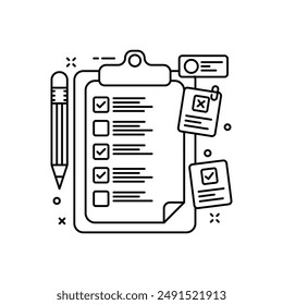 Checklist Outline Icon, Vector illustration