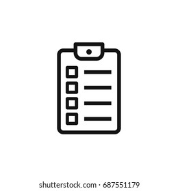 Checklist outline icon. Vector isolated simple symbol.