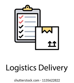 
Checklist and a package all together symbolising idea of logistics delivery 
