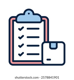 Checklist with a package icon for shipping or inventory