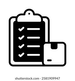 Checklist with a package icon for shipping or inventory