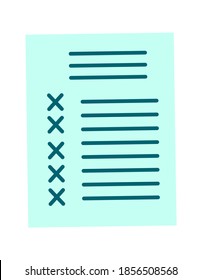 Checklist paper document, agreement cartoon vector illustration isolated