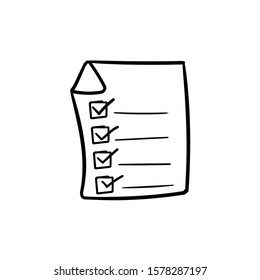 Checklist Paper Doodle Icon Vector Hand Drawing 