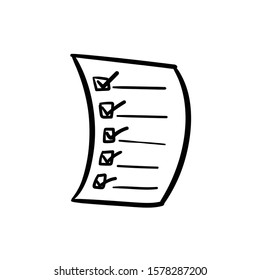 checklist paper doodle icon vector hand drawing 