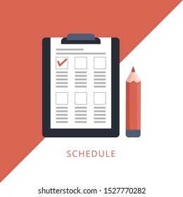 Checklist paper on Clipboard and Pencil Isometric element Vector Illustration. Concept of line icon