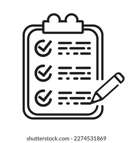 Checklist paper with pen. Clipboard checklist Checkbox form with pencil. check list icon. to do list, questionnaire survey checklist. Control list Notepad complete tasks. checkmarks todo plan tasks.