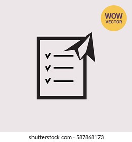 Checklist and paper plane