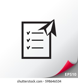 Checklist and paper plane