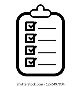 checklist paper sheet icon with check mark sign in square boxes isolated on white background; vector illustration