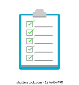 checklist paper sheet with square box with check mark sign isolated on white background; vector illustration