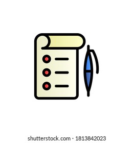Checklist, pen color gradient vector icon