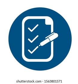checklist and pen flat icon vector illustration design