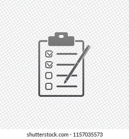 Checklist with pen icon. On grid background