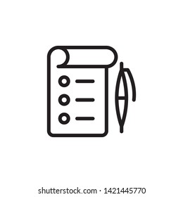 checklist, pen icon. Simple thin line, outline vector of Project Management icons for UI and UX, website or mobile application