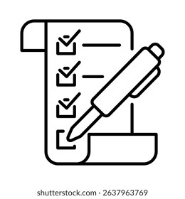 Checklist with a pen, perfect for organizing tasks, project planning, goal setting, productivity concept, business and office themed designs.