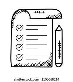 
Checklist with pen, used as a reminder 
