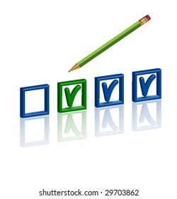 Checklist with pencil in 3D