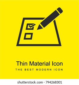 Checklist with a pencil bright yellow material minimal icon or logo design