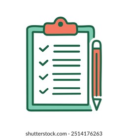 Checklist with pencil. Checklist with completed tasks and a pencil for making notes.