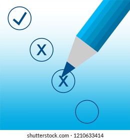 Checklist and pencil flat icon. Vector graphic illustration. 