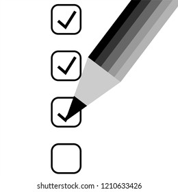 Checklist and pencil flat icon. Vector graphic illustration. 