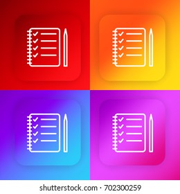 Checklist and Pencil four color gradient app icon set