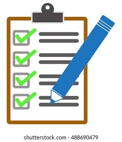 checklist and pencil icon on white background