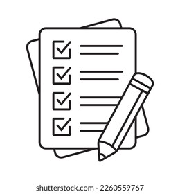 Checklist with pencil icon. Test, questionnaire icon. To do list vector icon for web site and app design.