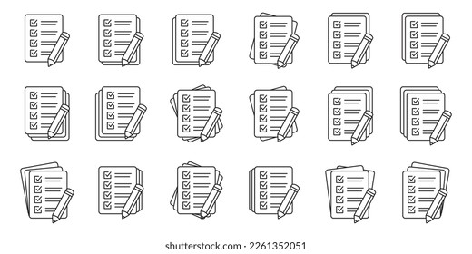 Checklist with pencil icon. Test, questionnaire icon. To do list vector icon for web site and app design.