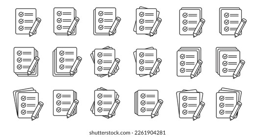 Checklist with pencil icon. Test, questionnaire icon. To do list vector icon for web site and app design.