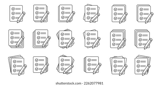 Checklist with pencil icon. Test, questionnaire icon. To do list vector icon for web site and app design.