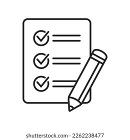 Checklist with pencil icon. Test, questionnaire icon. To do list vector icon for web site and app design.