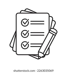 Checklist with pencil icon. Test, questionnaire icon. To do list vector icon for web site and app design.