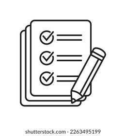 Checklist with pencil icon. Test, questionnaire icon. To do list vector icon for web site and app design.