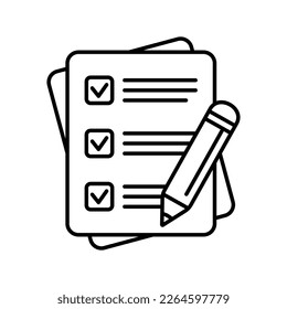 Checklist with pencil icon. Test, questionnaire icon. To do list vector icon for web site and app design.