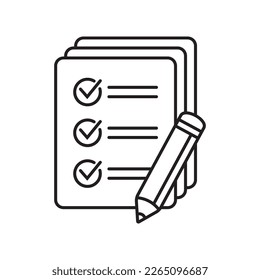 Checklist with pencil icon. Test, questionnaire icon. To do list vector icon for web site and app design.