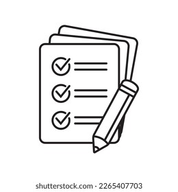 Checklist with pencil icon. Test, questionnaire icon. To do list vector icon for web site and app design.