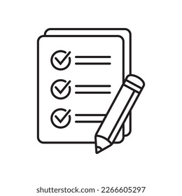 Checklist with pencil icon. Test, questionnaire icon. To do list vector icon for web site and app design.