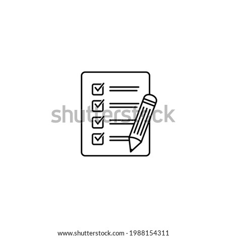 Checklist with pencil icon vector illustration. Test vector icon.