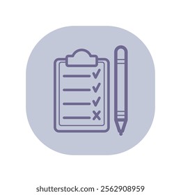 Checklist and pencil line icon. Clipboard with list with checkmark and pen outline sign. Business and document concept. Vector illustration, symbol element for web design and apps
