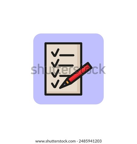 Checklist and pencil line icon. Questionnaire, to do list, shopping list. Survey concept. Vector illustration can be used for topics like business, audit, shopping