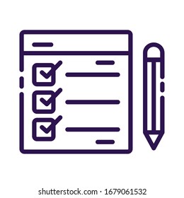 checklist with pencil line style icon vector illustration design