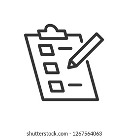 checklist and pencil. linear icon. Line with editable stroke