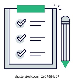 Checklist with Pencil. Marked checklist document and pencil representing completed tasks or support tracking