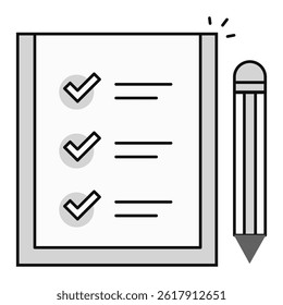 Checklist with Pencil. Marked checklist document and pencil representing completed tasks or support tracking