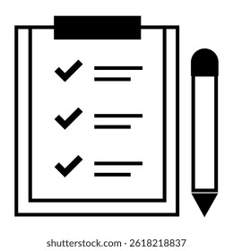Checklist with Pencil. Marked checklist document and pencil representing completed tasks or support tracking